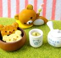 Re-ment Miniatures : Rilakkuma Warm and Fluffy Meals (2010) #4 - Miniature Japanese Rice Crackers & Green Tea