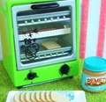 Re-ment Miniatures : Kawaii Kitchen (2007) #6 - Miniature Green Toaster Oven & Peanut Butter Jar