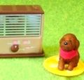 Re-ment Miniatures : Puppy's Fun Life (2007) #2 - Miniature Brown Poodle Dog & Warm Winter Heater