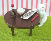 Re-ment Cat Diary #2 - Miniature White Cat & Dinner Table Set 