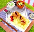 Re-ment Miniatures : Washoku Byori / Good Day for Japanese Food (2004) #9 - Miniature Croquette Meal Set