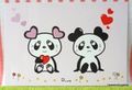 Retro : Kawaii Panda Postcard : Love : Illustration by Rune Naito