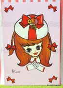 Retro : Oshare / Fashionable Lady Postcard : Ribbons : Illustration by Rune Naito