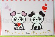 Retro : Kawaii Panda Postcard : Love : Illustration by Rune Naito