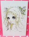 Retro Shojo Girl Postcard - Beautiful Flowers (2014) : Illustration by Macoto Takahashi