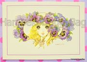 Retro : Shojo Greeting Card - Pansy Flowers : Illustrated by Macoto Takahashi 