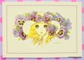 Retro : Shojo Greeting Card - Pansy Flowers : Illustrated by Macoto Takahashi 