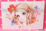 Retro : Shojo Postcard - Girl / Flowers (2014) : Illustrated by Macoto Takahashi