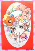 Retro : Shojo Postcard - Hat With Flowers (1998) : Illustrated by Macoto Takahashi  