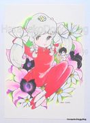Retro : Shojo Postcard - Red Chinese Dress : Illustrated by Masako Watanabe
