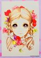 Retro : Shojo Postcard - Sweet Peas Girl : Illustrated by Macoto Takahashi 