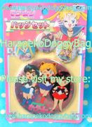 Sailor Moon : Vintage Sailor Moon Button Badge Set - Luna (1992) 