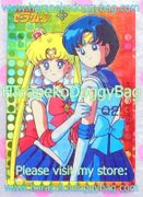 Yamakatsu Card : Sailor Moon Pose Bromide Prism Card - Q2 (1992) Sailor Moon & Sailor Mercury (VARIATION 1) (VERY GOOD CONDITION)