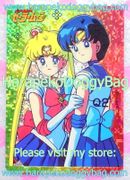 Yamakatsu Card : Sailor Moon Pose Bromide Prism Card - Q2 (1992) Sailor Moon & Sailor Mercury (VARIATION 2) (NEAR EXCELLENT CONDITION)