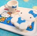 Japanese Miniature Toys : Sanrio Vintage Mini  (2004) #1 - Miniature Hello Kitty Bedroom Food Tray & Cup