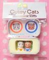 Tomy 1998 : Cutey Cats : Miniature Cat Figures & Pencil Case - Set B 