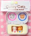 Tomy Miniature Toys : Cutey Cats : Miniature Pencil Case With Cat Figures - Set A (1998)
