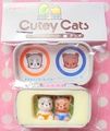 Tomy Miniature Toys : Cutey Cats : Miniature Pencil Case With Cat Figures - Set B (1998)