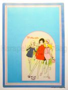 Vintage 1960s : Shitajiki / Writing Board : Girls/Doves (ORANGE) : Illustration by Masako Watanabe