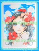 Retro Shojo Girl Stationery : Shitajiki Picture Board - Girl With Hibiscus Flowers (1998) : Illustration by Macoto Takahashi