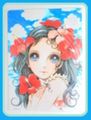 Retro Shojo Girl Stationery : Shitajiki Picture Board - Girl With Hibiscus Flowers (1998) : Illustration by Macoto Takahashi