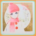 Vintage Macoto Takahashi Japanese Comics Furoku Paper Illustration Sheet (1960s) - Retro Shojo Girl / Snowy Winter