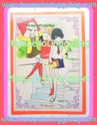 Vintage Masako Watanabe Shitajiki Illustration Board - Retro Shojo Girls (ORANGE) (1960s)