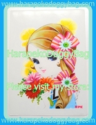 Vintage Miyako Maki Shitajiki Picture Board - Retro Shojo Girl With Flowers (B) (1960s)
