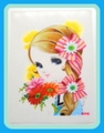 Vintage Miyako Maki Shitajiki Picture Board - Retro Shojo Girl With Flowers (B) (1960s)