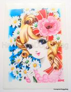 Vintage 1960s : Retro Girl Shitajiki / Writing Board - Scarlet/Flowers : Illustration by Miyako Maki 