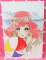 Retro Shojo Girl Postcard - Beach Ball (2014) : Illustration by Macoto Takahashi