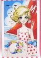 Retro Shojo Girl Postcard - Blue Sea (2010) : Illustration by Macoto Takahashi