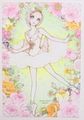 Retro Shojo Girl Postcard - Flower Ballerina (2018) : Illustration by Macoto Takahashi