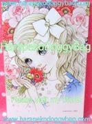 Retro Shojo Girl Postcard - Flower Bouquet (2014) : Illustration by Macoto Takahashi