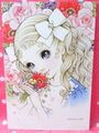 Retro Shojo Girl Postcard - Flower Bouquet (2014) : Illustration by Macoto Takahashi