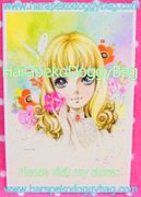Retro Shojo Girl Postcard - Happy Heart (2010) : Illustration by Macoto Takahashi