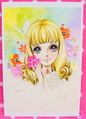 Retro Shojo Girl Postcard - Happy Heart (2010) : Illustration by Macoto Takahashi