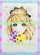 Retro Shojo Girl Postcard - Lilac (2010) : Illustration by Macoto Takahashi
