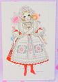 Retro Shojo Girl Postcard - Lovely Dress (2018) : Illustration by Macoto Takahashi