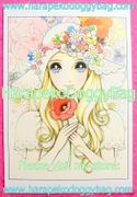 Retro Shojo Girl Postcard - Peacefulness (2010) : Illustration by Macoto Takahashi
