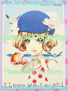 Retro Shojo Girl Postcard : Promo Card - I Love Watashi / Summer (2000s) Illustration by Macoto Takahashi