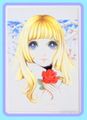 Retro Shojo Girl Postcard - Winter Rose (1998) : Illustration by Macoto Takahashi