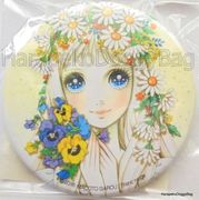 Retro : Pin Button / Badge - Pansey Flowers : Illustrations by Macoto Takahashi (2016)