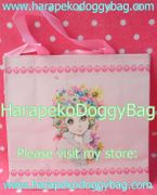 Vintage Yukiko Tani Paper Carry Bag - Retro Shojo Girl & Flowers (1960s)