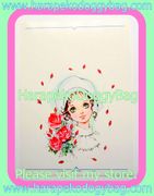 Vintage Yukiko Tani Shitajiki Picture Board - Retro Shojo Girl & Lovely Roses (1970s)