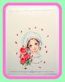 Vintage Yukiko Tani Shitajiki Picture Board - Retro Shojo Girl & Lovely Roses (1970s)