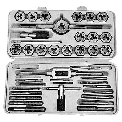 41 PIECE TAP & DIE SET (3MM-12MM) - HEXAGON SHAPED DIES 