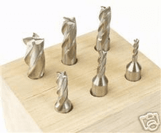 6 Pc High Speed Steel End Mills 2 or 4 Flute 3/8" Shanks