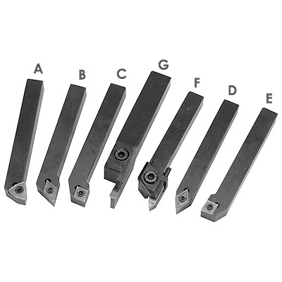 7 PIECE 1/2 INCH INDEXABLE CUT OFF & TURNING TOOL SET | 2002-0013