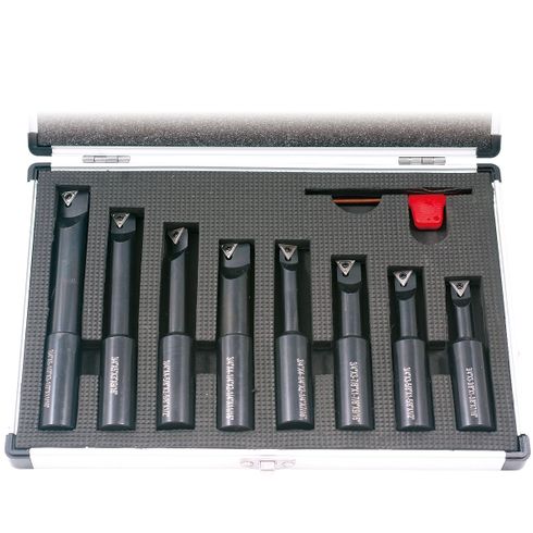 AJAX 8 PIECE 3/4 INCH ROUND SHANK INDEXABLE BORING BAR SET M2.5- 6 | 1001-0708